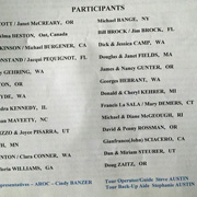 The list of participants in the AROC Italy tour that includes AONE members Fields, La Sala, Rizzo, and McGeough