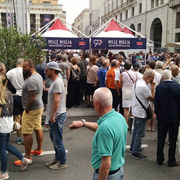 Tech at Brescia for the Mille Miglia. Inspecting just the cars, not the people.