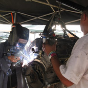 Making the repairs when the flywheel blew up