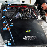 Happier times - practice on Friday, Greg up, Nick 'encouraging', Lon monitoring, car prepped for extensive Performatek aerodynamic study