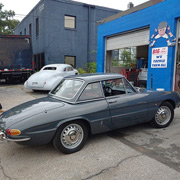 The top on the car as it rolled out of the body shop