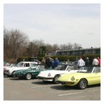 The lineup of mostly Alfas in the Papa Razzi side parking lot