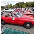 Gene & Judy Durso's 1969 roundtail Spider sporting the new AONE 100th anniversary banner