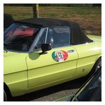 The AONE Alfa Romeo 100th anniversary banner was displayed on Gene's doors