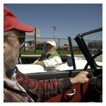 Tour leader Tom Lesko and tail gunner Garry Prime compare notes in an attempt to keep everyone headed in the same direction