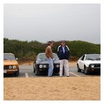 Phil Bostwick and Peter Walker at a beach in Truro. '69 GTV, '72 GTV, and '76 Lancia Scorpion