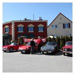 Some of our Alfas parked in front of Spiga Ristorante Italiano
