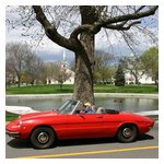 Judy Durso in Gen & Judy's '69 Spider at Cohasset Common