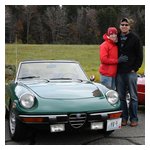 The newlyweds! Johnny & Malinda DeWaele pose next to Dad's Spider, which they drove on the tour