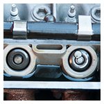 The valve stem sans shim. This is how it was found when the tappet was removed.