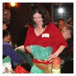 Nancy Perry making her selection at the Yankee Swap table