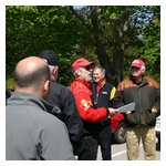 Tom Lesko announcing the hastily-improvised plan to head out in three groups