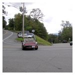 The Donovans followed by the DeWaeles pulling off the hairpin into the restaurant parking lot