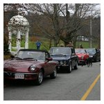 Some shots of our cars and us at the stop in picturesque Hardwick