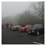 Some shots of the cars and us in the morning fog