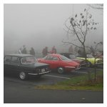Some shots of the cars and us in the morning fog