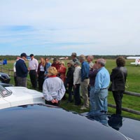 Rick Lesniewicz enthralls his audience with the history of the Cape Cod Airport in Marstons Mills