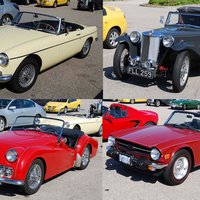 Some of the British cars gathered at the start of the rally