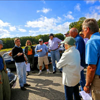 At the appointed hour, we hold our pre-departure drivers meeting