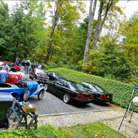 Our Alfas join several other fine sports cars as we arrive at Jeff Greenfield's