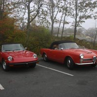 Some photos of our fine machines as they gather in the mist at the summit of Mount Wachusett