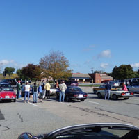 The Alfisti and Alfas rub shoulders and fenders at the Crusade start in Dennisport