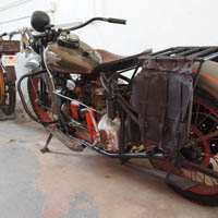 A week before our visit, Jay Leno stopped by with an eye toward purchasing these motorcycles. An unrestored Henderson sits in the foreground