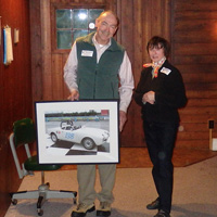 Dave & Barbara Durnan with the large photo of Dave's Giulietta they won in the Holiday Party Yankee Swap