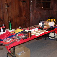 'Before' picture of the 2014 door prize table (the pint of homebrew in the back was NOT up for grabs)