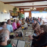 The hungry Alfisti gathered at the Golden Eagle restaurant