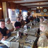 The hungry Alfisti gathered at the Golden Eagle restaurant