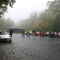 The Alfisti gather at the soggy foot of Mount Wachusett
