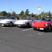 Our Alfas at the first of two rest stops - Millway Marina