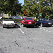 Our Alfas parked at the final stop for lunch