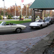 Our cars in front of the Atkinson Country Club just over the state line into NH, where we had a pit stop and a photo op