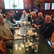 (L-R) Jay 'Late But Not For Dinner' Woodruff, Peter Walker, Steve Perry, George Dolak, Donna & Lou D'Amore, Glenn & Barbara Michael