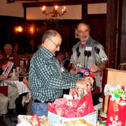 Gene Durso attacks a bag full of all sorts of goodies