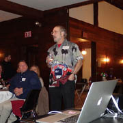President Tom Lesko rose to greet the crowd and announce the start of the Yankee swap