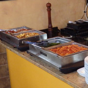 The buffet is set up just before the main course is announced