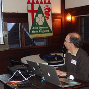 Frank La Sala with twin-turbo laptops setting up the convention presentation