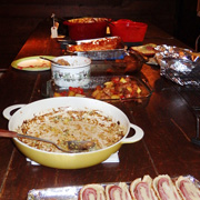 The food table AFTER it was ravaged by our hungry patrons