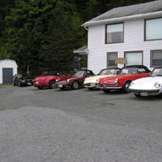 A couple of shots of our cars in the Golden Eagle parking lot