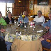 Our gang gathered at the tables inside the Golden Eagle