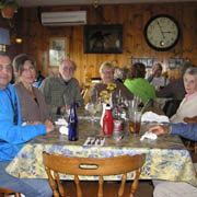 Our gang gathered at the tables inside the Golden Eagle