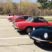 The lineup of Alfas at the start