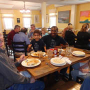 The brave Crusaders replenishing their energy at the Wicked Oyster