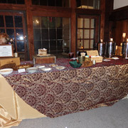 Here's the buffet table set up to serve the luscious desserts ...