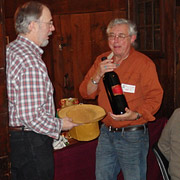New member Steve Bellantone gets a HUGE bottle of wine, prompting quips like 'He's got a long drive home'