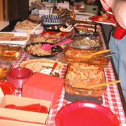The fabulous spread of the various types of delectable dishes people had brought