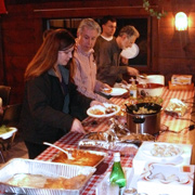 A few shots of the hungry revelers attacking the banquet table